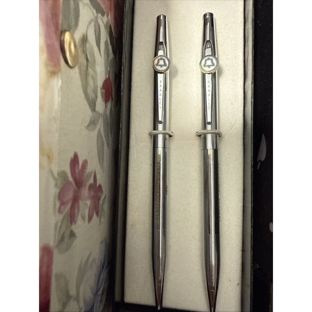 Bradley Chrome Ballpoint Pen and Mechanical Pencil Vintage Writing Set Boxed